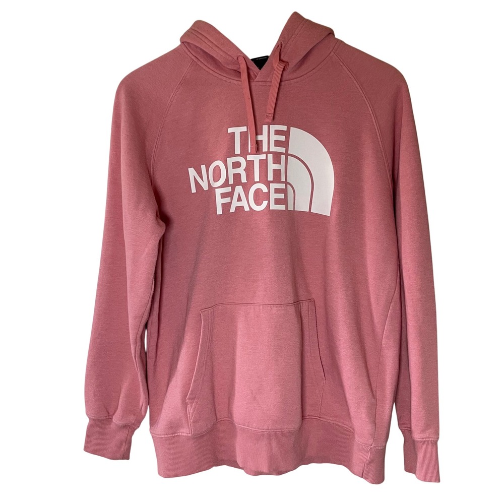 The North Face Womens Half Dome Pullover Hoodie Pink Logo Sweatshirt Size M